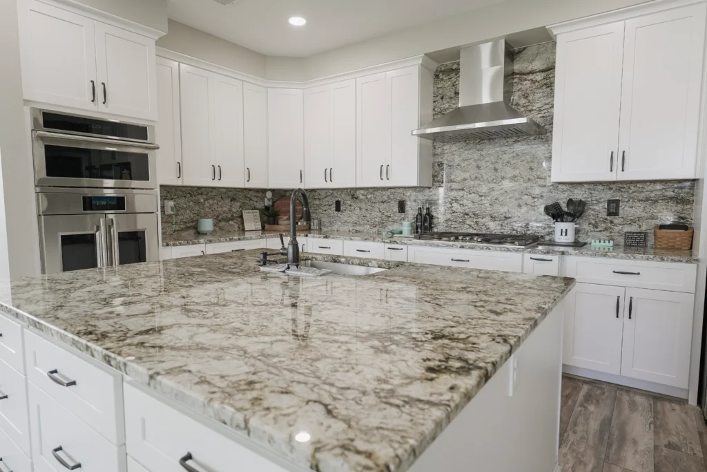 Gray granite kitchen countertops installed by GranitePro