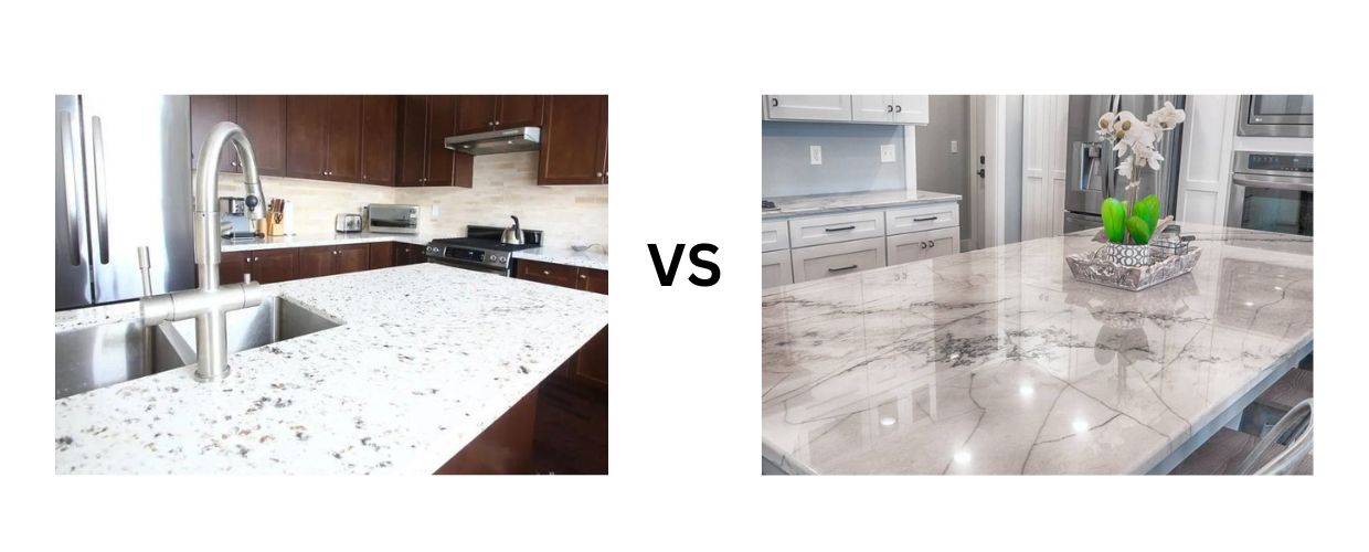 an image comparing quartz and quartzite