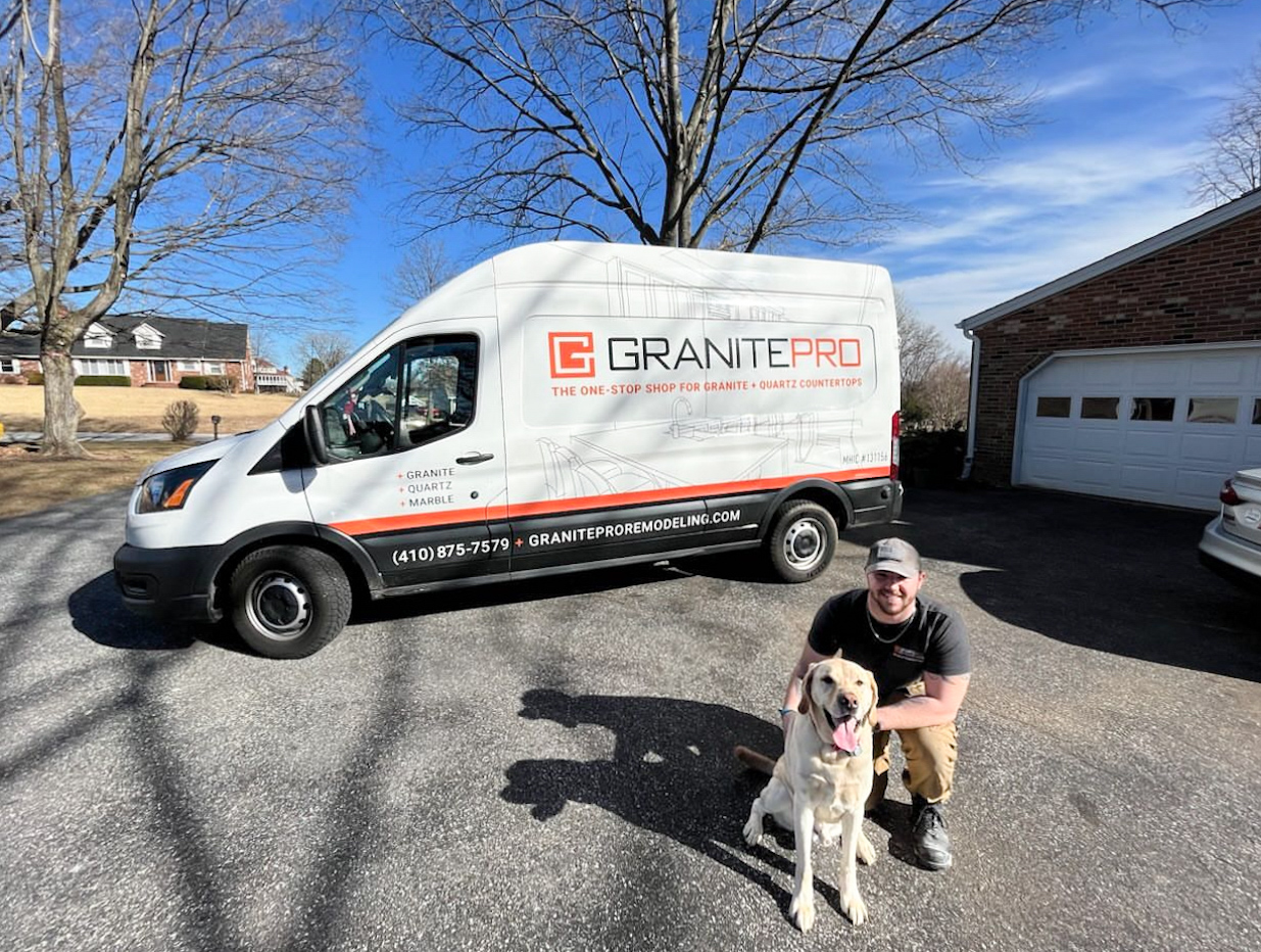 GranitePro installer at work — Maryland countertop installation