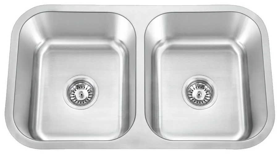 31-inch undermount equal double bowl stainless steel sink, model U311