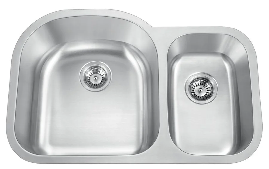 31-inch undermount double bowl stainless steel sink with large left bowl, model U321B