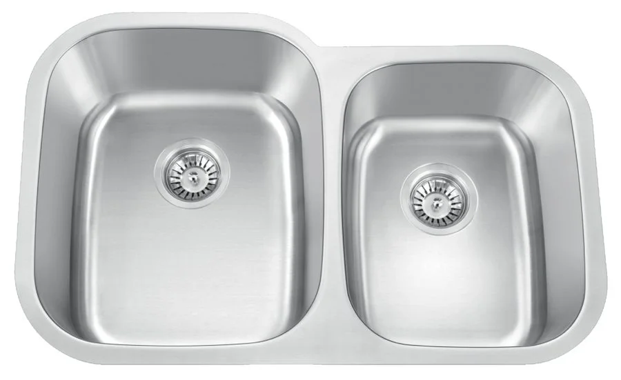 31-inch undermount double bowl stainless steel sink with large left bowl, model U322