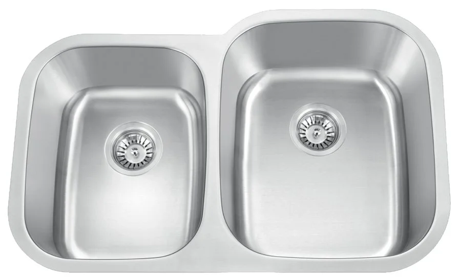 31-inch undermount double bowl stainless steel sink with large right bowl, model U322R