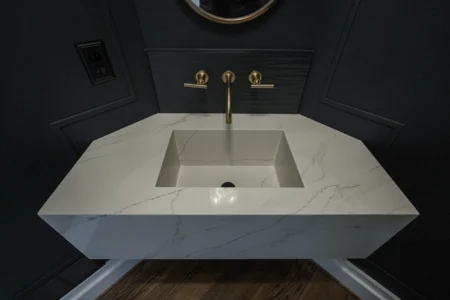 white marble bathroom sink