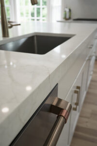 mitered edge on quartz island