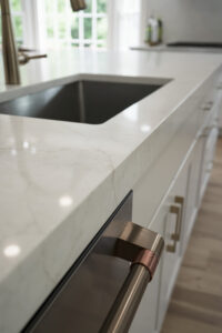 mitered edge on quartz island
