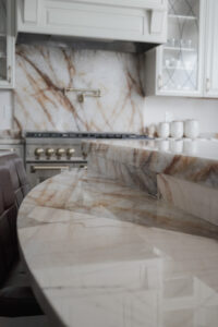 patagonia quartzite close up with mitered edge island